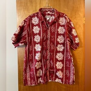 Patagonia Pataloha Canoe Outrigger Floral Voyaging Aloha Red Shirt Vintage XL
